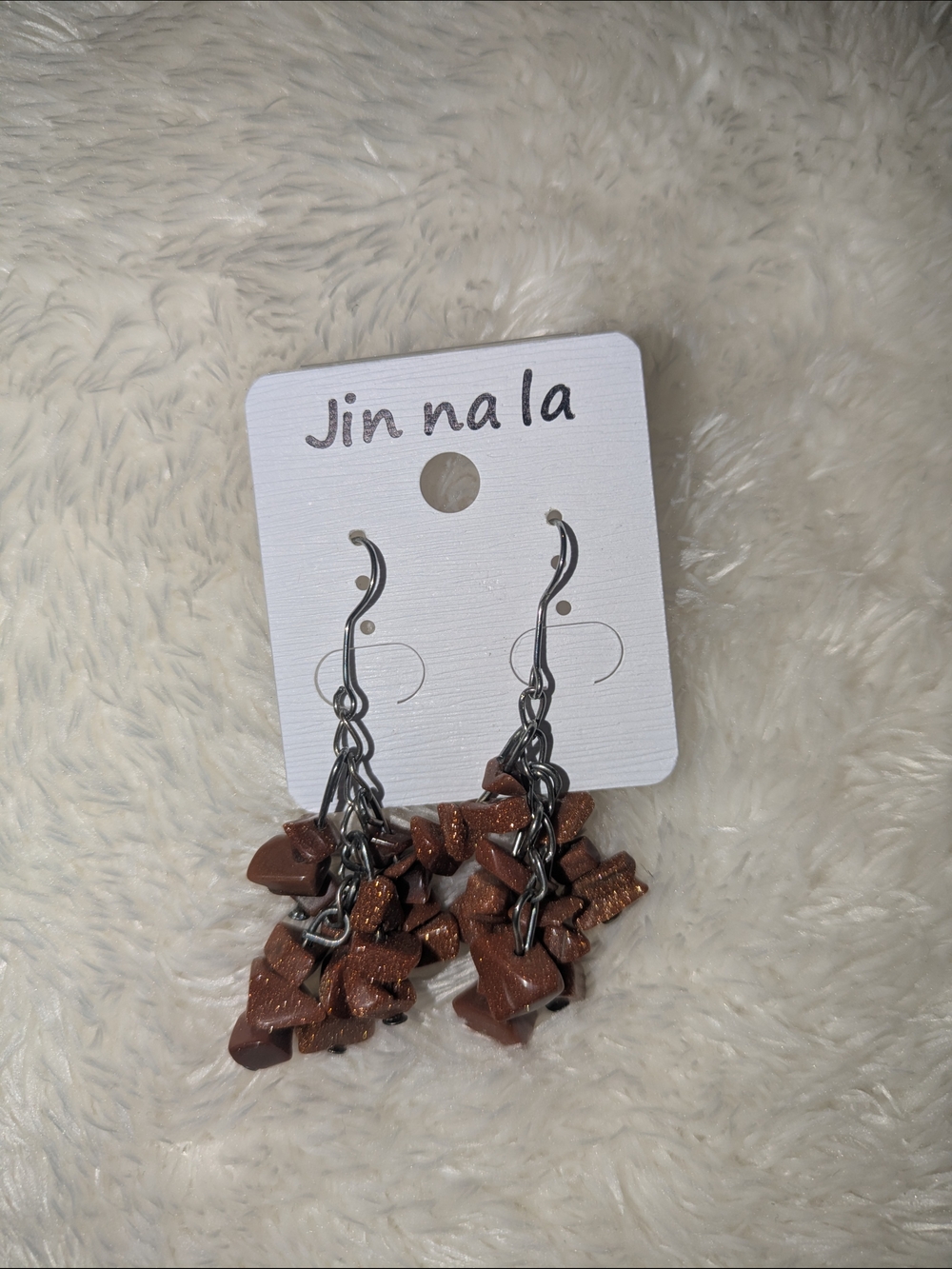 Jin na la Brown Cluster Drop Earrings